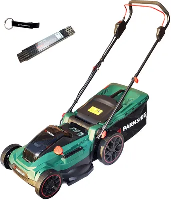 Image de Tondeuse à gazon sans fil PARKSIDE® 40 V PRMA 40-Li / sans batteries ni chargeur + crayon de charpentier HEADNMORE®, mètre pliant de 1 m et porte-clés + mètre pliant de 2 m