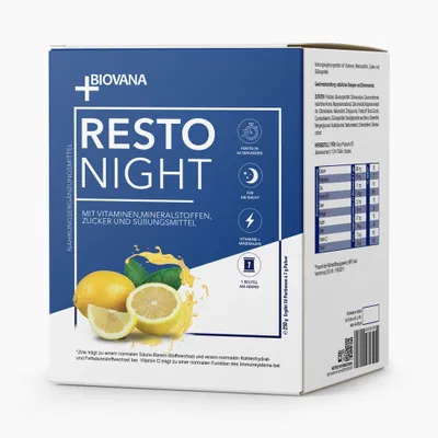 Produktbild von Biovana RestoNight | Gute Nacht Drink | Nahrungsergänzungsmittel mit Vitaminen und Mineralstoffen | 210 g Pulver