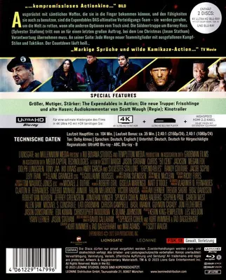 Produktbild von Leonine The Expendables 4, Film, Blu-ray, Farbig, 4K Ultra HD, Deutsch, Englisch, 104 min
