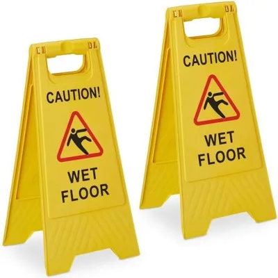 Image de Présentoir sur pied pour risque de glissade, lot de 2, anglais
