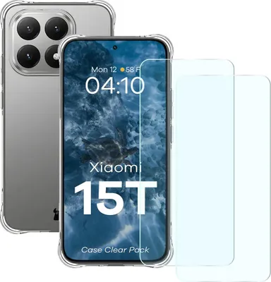 Produktbild von Schutzhülle + 2x gehärtetes Glas für Xiaomi 15T, Bizon Case Clear Pack, Transparent