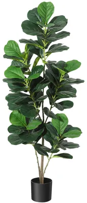 Image de Ficus lyrata artificiel, 150 cm – Plante d'intérieur réaliste, idéale pour la maison, le bureau et la terrasse, ne nécessitant aucun entretien