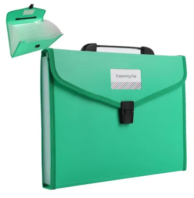 Image de Classeurs A4 avec poignée, 13 compartiments, classeur accordéon, organiseur de documents, couleur verte
