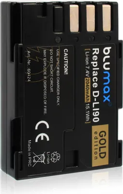Produktbild von 2x Blumax Akku | für Pentax D-LI90 Digitalkamera | Kapazität 2040mAh  |Spannung 7,4Volt | Video- und  Kamerazubehör
