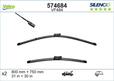 Obrázok produktu pre stierače VALEO SILENCIO X-TRM (sada 2) (800+750 mm) 574684