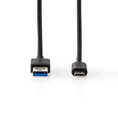 Produktbild von Nedis USB-Kabel - USB 3.2 Gen 2 - USB-A Stecker - USB-C Stecker - 60 W - 10 Gbps - Vernickelt - 1.00 m - Rund - PVC - Schwarz - Box