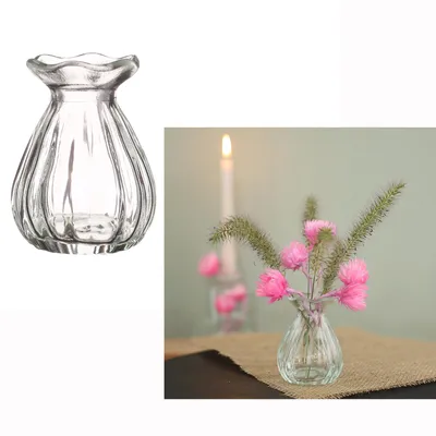 Produktbild von 12 x Vasen aus Glas für eine stilvolle Tischdeko - Glasvasen Hochzeit - Blumenvase Vintage - Tischvase für Festlichkeiten - Kleine preiswerte Vasen aus Glas