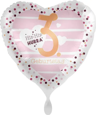 Produktbild von 3. Geburtstag Herz Folienballon 45cm