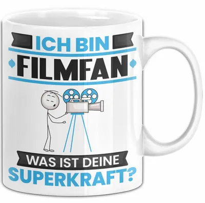 Produktbild von Filmfan Tasse Geschenk für Filmfan Geburtstag Lustiger Spruch Kaffee-Becher Was Ist Deine Superkraft (Weiß)