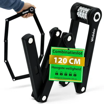 Image de Omgoods - Cadenas à combinaison pour vélo - Cadenas pliable en acier titane, niveau 15 - 120 cm avec support