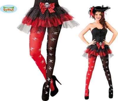 Produktbild von rot schwarze Piraten Strumpfhose für Damen