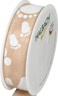 Productafbeelding van Seidenbänder cadeaulint baby - 25 mm x 16 m - Lint als decoratie voor babyshower - Kleur - Natuur/wit