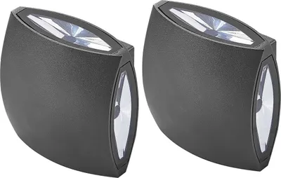 Zdjęcie produktu dla BELIANI Zestaw 2 lamp ściennych zewnętrznych LED czarna aluminium szkło kwadratowe 11 cm retro oświetlenie do ogrodu