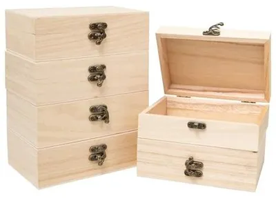 Zdjęcie produktu dla Pudełka drewniane z pokrywką do przechowywania DIY prezent 6 szt
