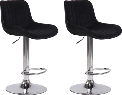 Produktbild von 2er Set Barhocker Lentini Samt chrom schwarz