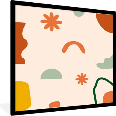 Produktbild von MuchoWow® Gerahmtes Poster Design - Formen - Farben 40x40 cm - Poster mit Schwarzem Bilderrahmen Wandposter Rahmen Foto Bilder - Mit Rahmen - Wanddekoration Schlafzimmer