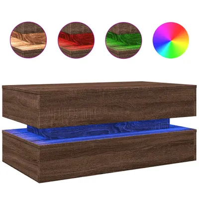 Immagine prodotto di Tavolino con luci LED look rovere marrone 90x50x40 cm