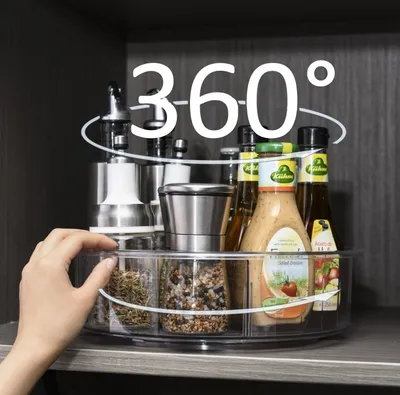 Produktbild von CRELIV Gewürzregal »Gewürzaufbewahrung Drehbar, 30cm Drehteller, bis zu 4 Fächer Unterteilt, Gewürzkarussell, Lazy Susan Gewürzbehälter, Küchen & Kühlschrank Organizer«