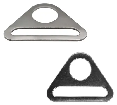 10 Metall Triangeln Dreiecke silberfarbene Ringe für Gurtband, Variantenwahl 46x35