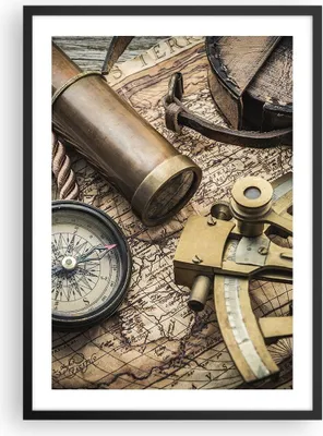 Produktbild von Gerahmtes Poster - Schwarzer Rahmen - Kompass Kompass Karte - 50x70 cm - Wand Bild - Wanddeko - Wandbilder - Kunstposter - Wandposter - Bilderrahmen - Bilder - Kunstdruck - Wandbild - P2BPA50x70-3730