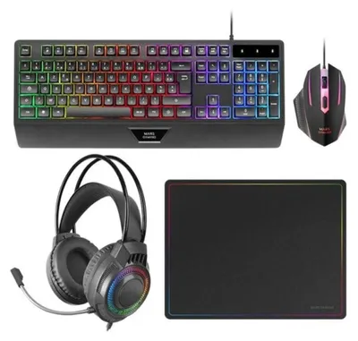 Produktbild von Mars Gaming MCP124PRO, Kabelgebunden, USB, Membran Key Switch, AZERTY, RGB-LED, Schwarz