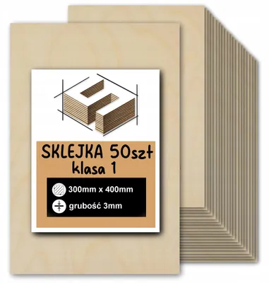 Imagen del producto de Tableros rectangulares de contrachapado de abedul sin tratar – corte y grabado láser, fresado CNC, modelismo, marquetería, pirograbado, pintura, decoupage y manualidades – calidad 1 – 30 × 40 cm (300 × 400 mm) – 3 mm – 50 unidades