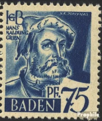 Produktbild von Briefmarken Franz. Zone-Baden 1947 Mi 11I, RALDUNG statt BALDUNG (Feld 22) postfrisch Freimarken