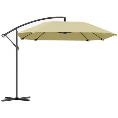 Produktbild von Ampelschirm Alu Ø 260 cm Sonnenschirm, wasserdicht Kurbelschirm mit Ständer, Kurbel, Windsicherung, neigbar Marktschirm kippbar Gartenschirm
