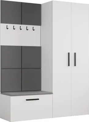 Produktbild von Masseno Garderobe-Set MODULO 160,6/204/40 cm Modern Garderobenschrank Weiß