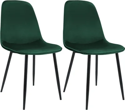 Produktbild von 2er-Set Esszimmerstühle aus Samt – Küchenstühle – Hoher Sitzkomfort – Robustes Metallgestell