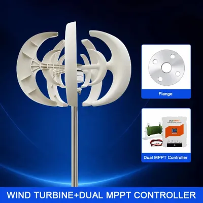 Productafbeelding van Verticale windturbine - SR-5000 - 5000 W - 48 V - 5 bladen - Aanzetwind snelheid: 1,5 m/s - 300 omwentelingen per minuut - Geavanceerde controller