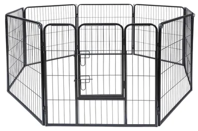 Obrázek produktu pro maxxpro ohrádka pro psy a kočky 210 x 80 CM - skládací výběh pro štěňata, výběh pro kočky, lze nastavit do různých tvarů, pro vnitřní i venkovní použití, výběh pro králíky, kov, černá barva