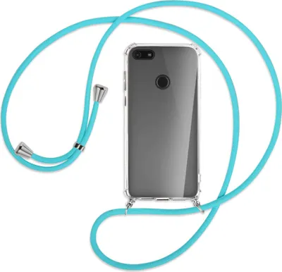 Produktbild von Handykette Backcover-Schutzhülle mit Band (Metall silberfarben) für Motorola Moto E6 Play - türkis