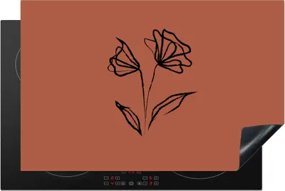 Produktbild von KitchenYeah© Herdabdeckplatte Blumen - Rosen - Minimalismus , 80x52cm, Küche Deko, Glaskeramikkochfeld Herdabdeckung, Abdeckplatte fùr Kochfeld