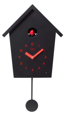 Produktbild von Cuco Clock Kuckucksuhr REIHENHAUS mit Pendeluhr Wanduhr, Moderne Schwarzwalduhr, 28,3 × 22,8 × 10,4cm, Pendeluhr mit Nachtruhefunktion, Vogelgezwitscher, Vogelstimme
