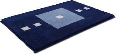 Produktbild von Rhomtuft Badteppich Cubus rund 90 cm  Farbe  royal/aqua/silbergrau