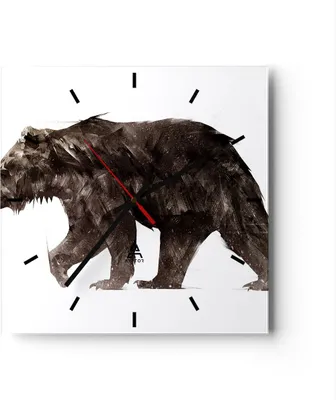 Produktbild von Wanduhr - Quadrat - Glasuhr - Tier Abstraktion - 30x30cm - Schleichendes Uhrwerk - Lautlos - zum Aufhängen bereit - Dekoration Modern - Wanddekoration aus Glas - C3AC30x30-3975