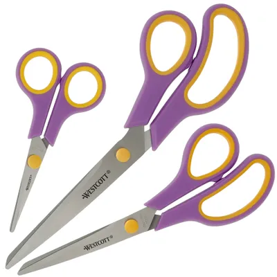 Produktbild von WESTCOTT Schere Easy Grip 3er Set cassis/lemonengelb