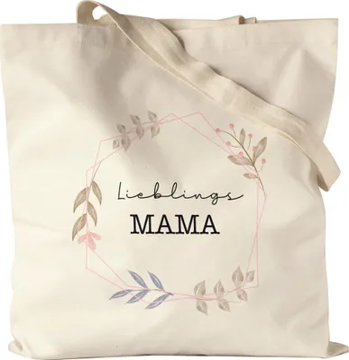 Produktbild von Lieblingsmama Jutebeutel Stoffbeutel Canvas Liebe Blumenmotiv Geschenkidee Muttertag Geburtstag