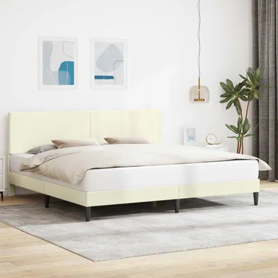 Zdjęcie produktu dla Maison Exclusive - Rama łóżka z zagłówkiem, kolor kremowy, wymiary 180 x 200 cm, obita tkaniną