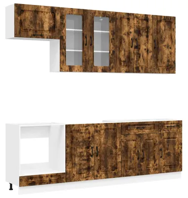 Productafbeelding van vidaXL Keukenelement KALMAR, 8 stuks, gerookt eikenhout, houtvezel