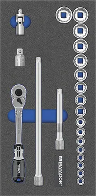 Produktbild von MTS Steckschlüssel-Satz 12-kt, 19-tlg., 10 mm (3/8"): 1/4-7/8" (1/3