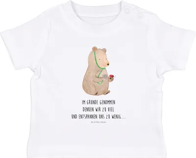Produktbild von Mr. & Mrs. Panda Babyshirt Bär Arzt 6. - 12. Monat - Weiß - Geschenk, Kinder T-Shirt, Baby, Ärztin, Doktor, Oberteil, Professor, Teddy, , Shirt, Professorin