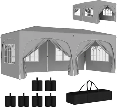 Immagine prodotto di Padiglione - Padiglione da giardino - Tenda per feste - Gazebo - Tenda da esterno - Grigio chiaro - Protezione UV UPF50+