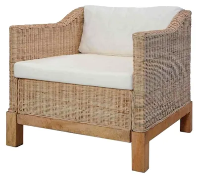 Produktbild von Sessel mit Auflagen aus natürlichem Rattan
