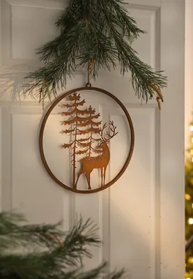 Produktbild von Dekohänger Hirsch" aus Metall in Rost-Optik, Ø 38 cm, Dekoring"