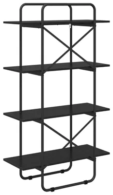 Zdjęcie produktu dla Półka na książki, 4 półki, 80 x 35 x 140 cm, płyta wiórowa, kolor czarny, imitacja dębu