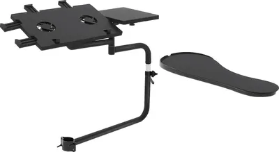 Produktbild von Laptop-Ständer - Mit Tastaturablage und Mauspad - Höhenverstellbar 42–60 cm - 360° Drehbar - Metallrahmen - Ablage 35×22,5–41×27,5 cm - Schwarz