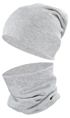 Produktbild von TupTam Kinder Mütze / Beanie und Schlauch Schal Set aus Jersey und Rippstoff, Farbe: Grau Meliert, Größe: 52-56