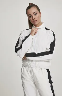 Produktbild von Urban Classics TB2660 | Ladies Short Striped Crinkle Track Jacket Trainingsjacke - Farbe: wht/blk - Größe: M